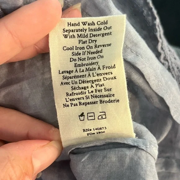 LoveShackFancy Ruffle Mini Skirt in Washed
Denim Hand Dye size L NWOT - Picture 8 of 8